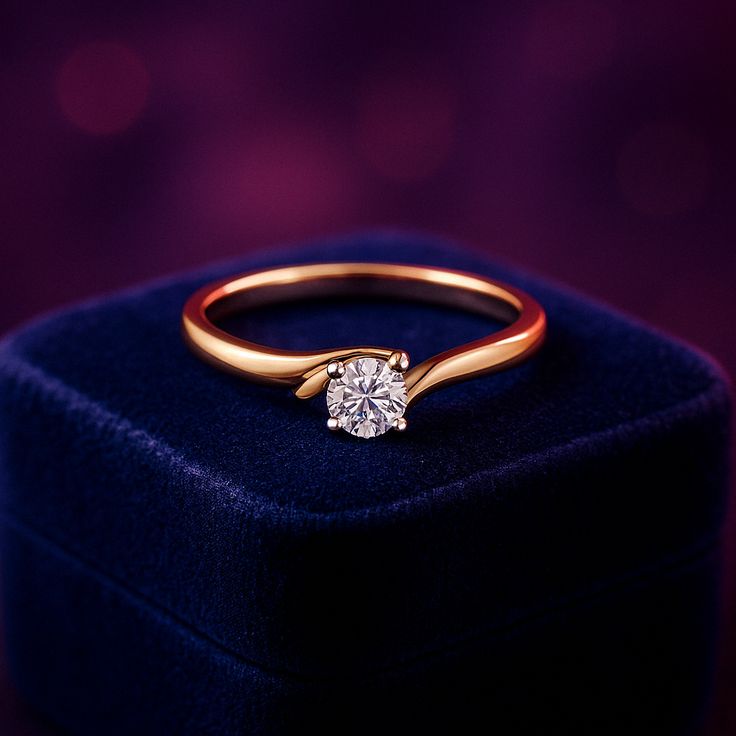 One Diamond Gold Ring